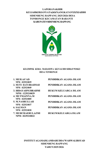 LAPORAN KKN DESA TONRONGE